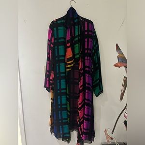 Yolanda Lorente Colorful Hand Painted 100% Silk Kimono and Scarf